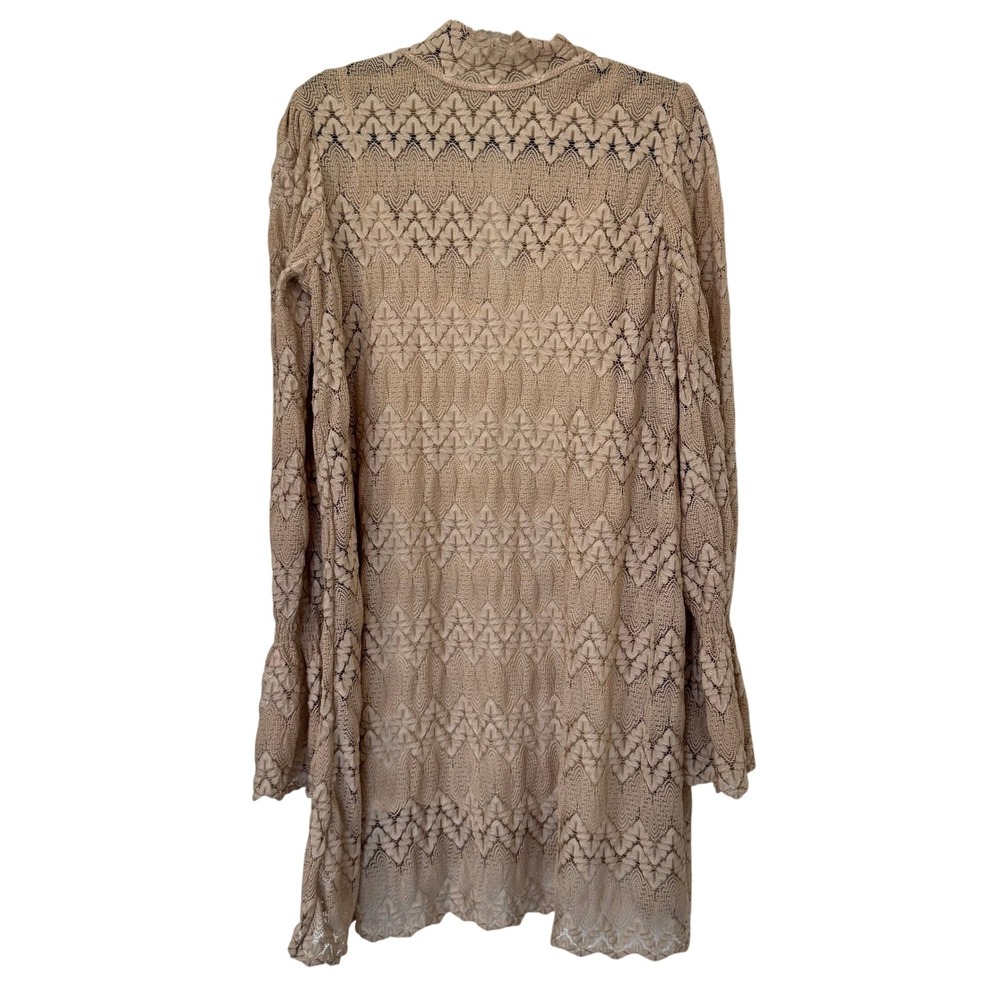 Free People Lace Mock Neck Mini Dress Womens XS Beige Long Bell Sleeve Boho